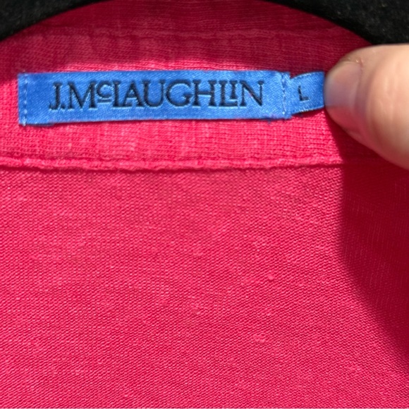 J McLaughlin Bold Linen Button Front Shirt Lightweight Long Sleeve Blouse Luxury - Picture 4 of 9